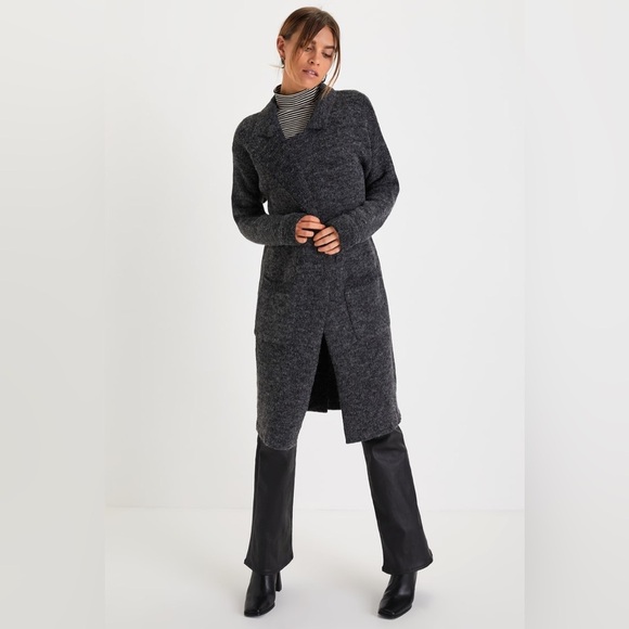 Lulus Cuddle Club Black Marled Long Sleeve Coatigan Open Front Size M - Picture 2 of 12